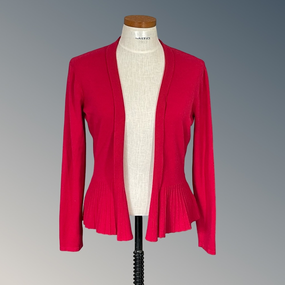 GRACE KARIN Draped Open Front Cropped Cardigan Long Sleeve Peplum Sweater SzL